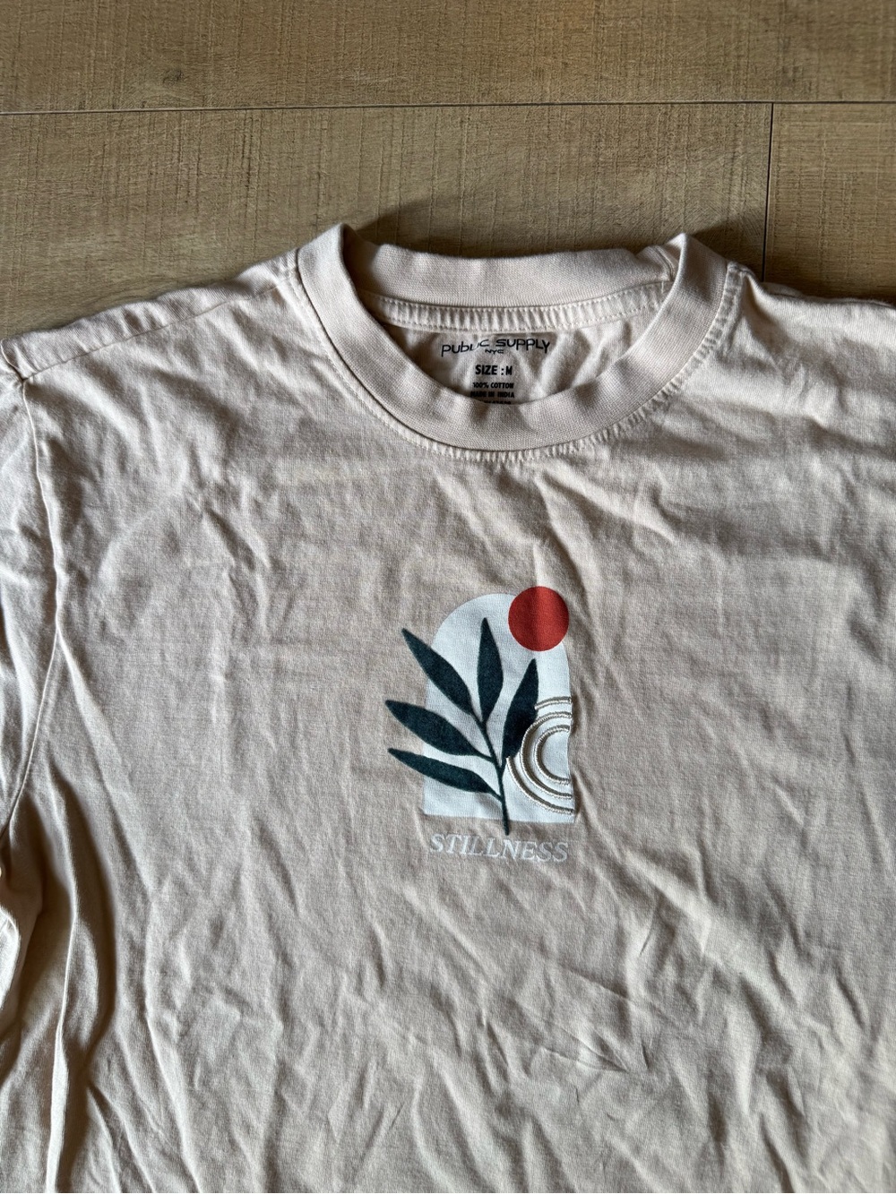 Public Supply "Stillness" Minimalist Graphic Tee | Neutral Earthy Boho T-Shirt M - Picture 5 of 6